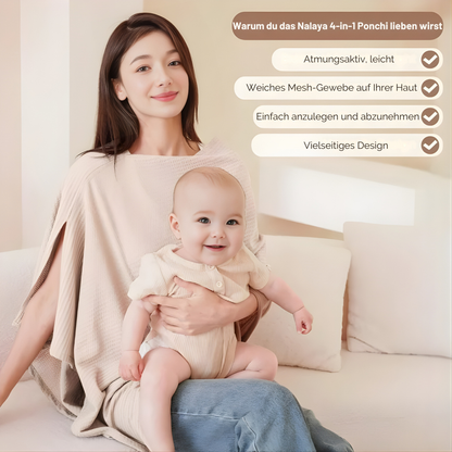 Nalaya – 4-in-1-Poncho inkl. Stilldecke, Schal & Kinderwagenabdeckung